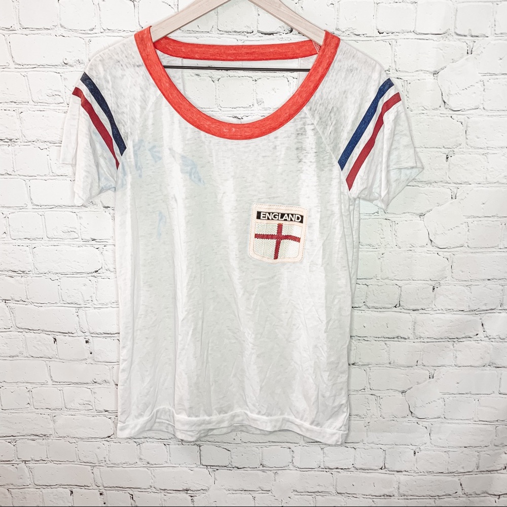 Revolve Chaser England Patch Graphic Shirt White Size Medium *Flawed* NWT - Picture 3 of 7